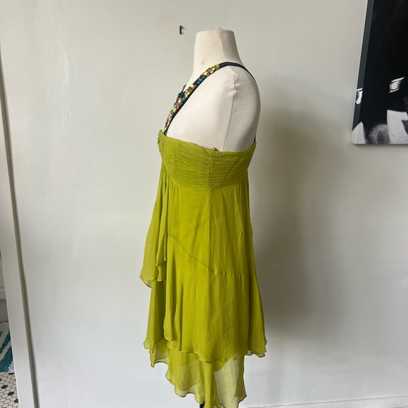 BCBG Beaded Lime Green Mini Ruffle Dress - Picture 5 of 10